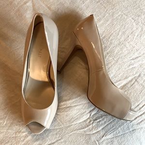 NINE WEST Nude Beige Peep Toe Pumps